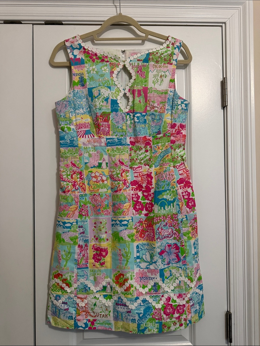 Lilly Pulitzer Multicolor Patchwork Sleeveless Dress with Pink & Green Accents